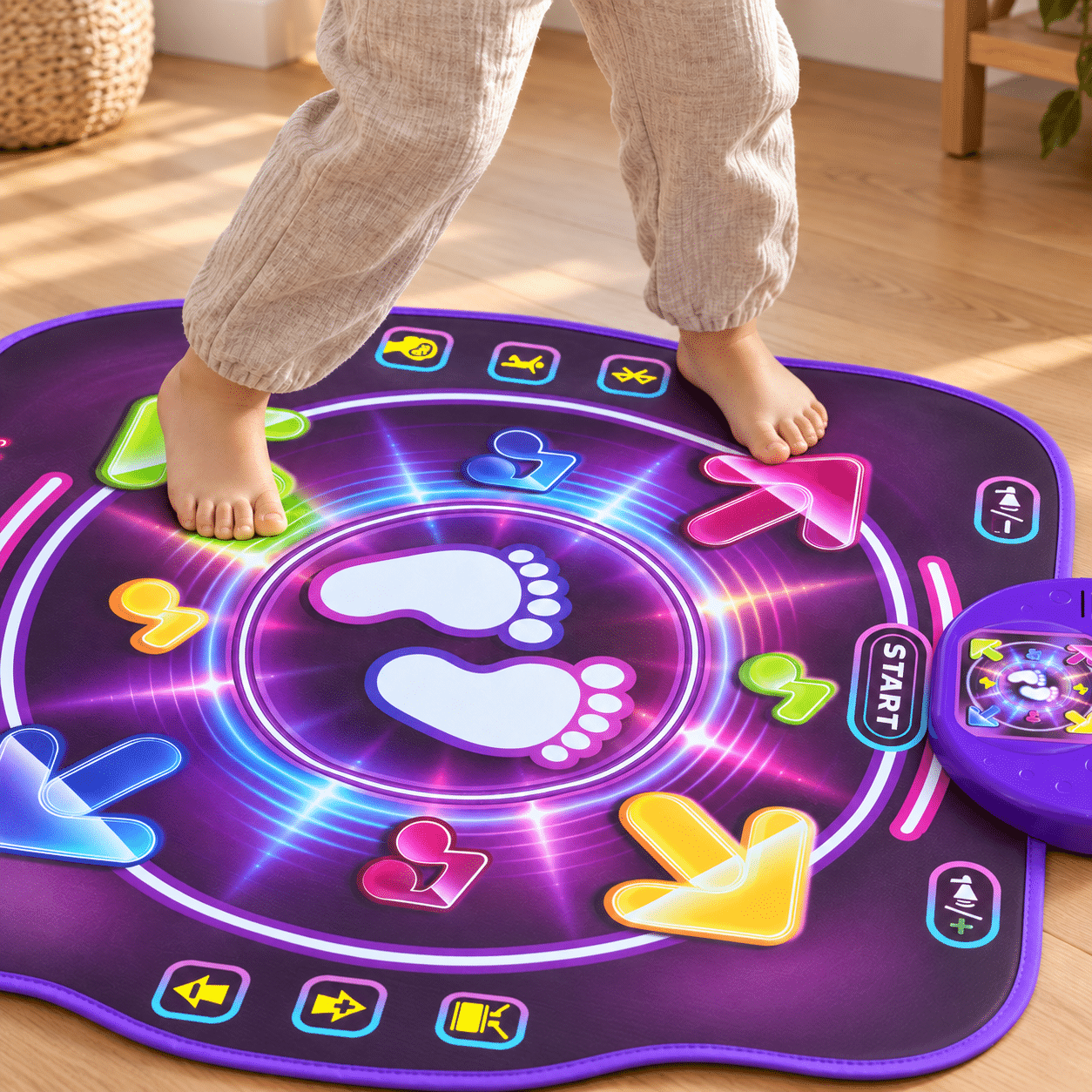 Active play on an interactive dance mat